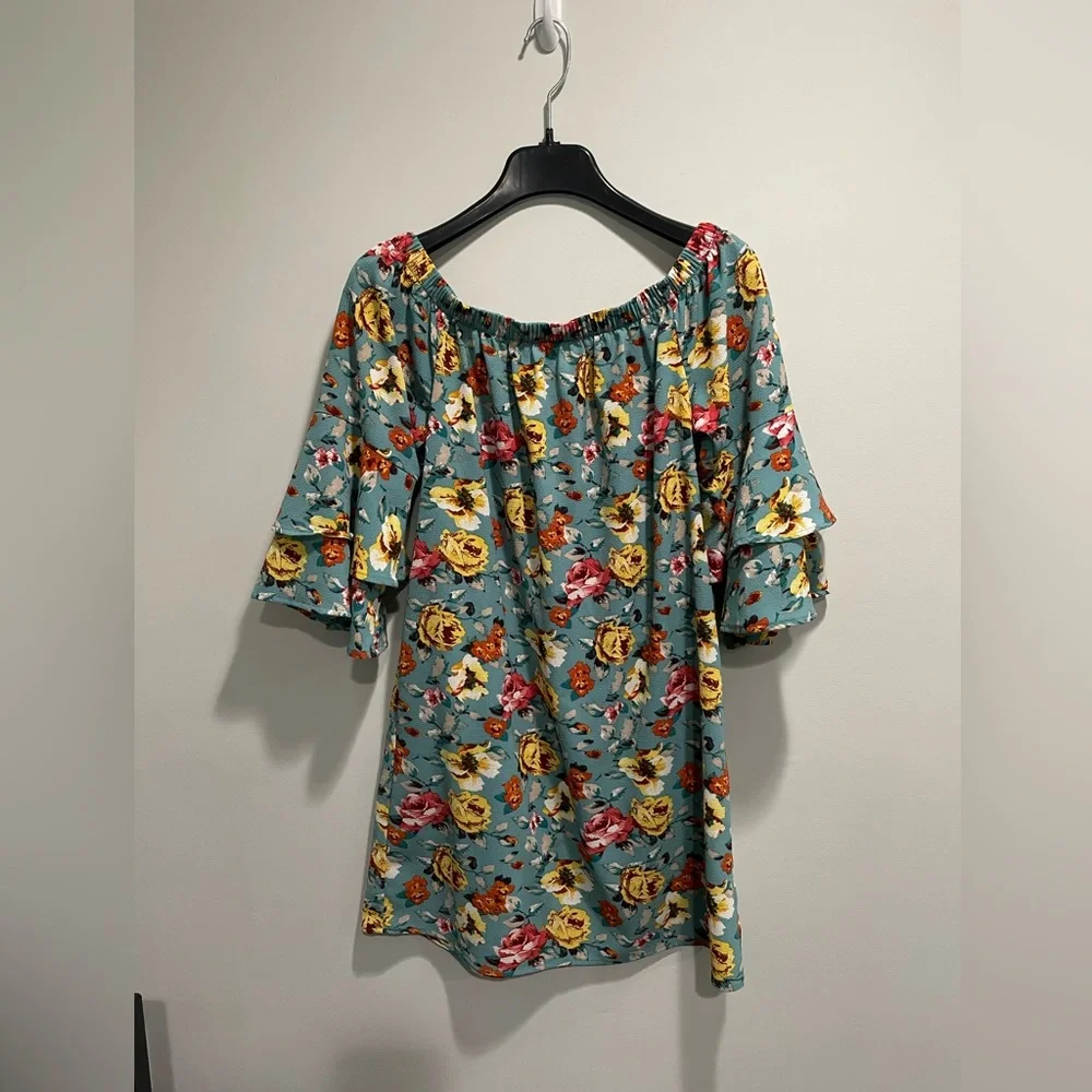 {Xhilaration} offshoulder  dress floral print Women's size M - Picture 3 of 9